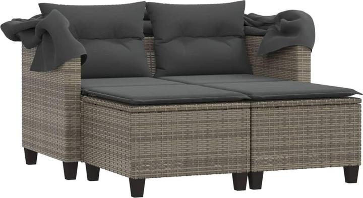 Image du produit VidaXL Canapé de jardin 2 places avec toit et poufs