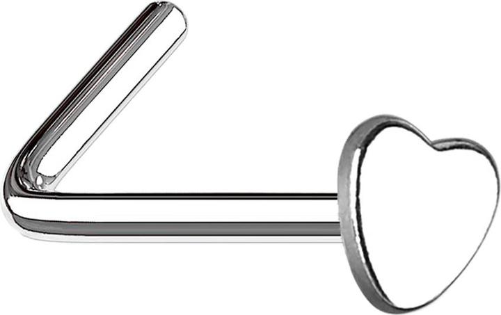 Star Piercing Nasenstecker gewinkelt silber mit Herz (ohne Messing, Chirurgenstahl 316L)