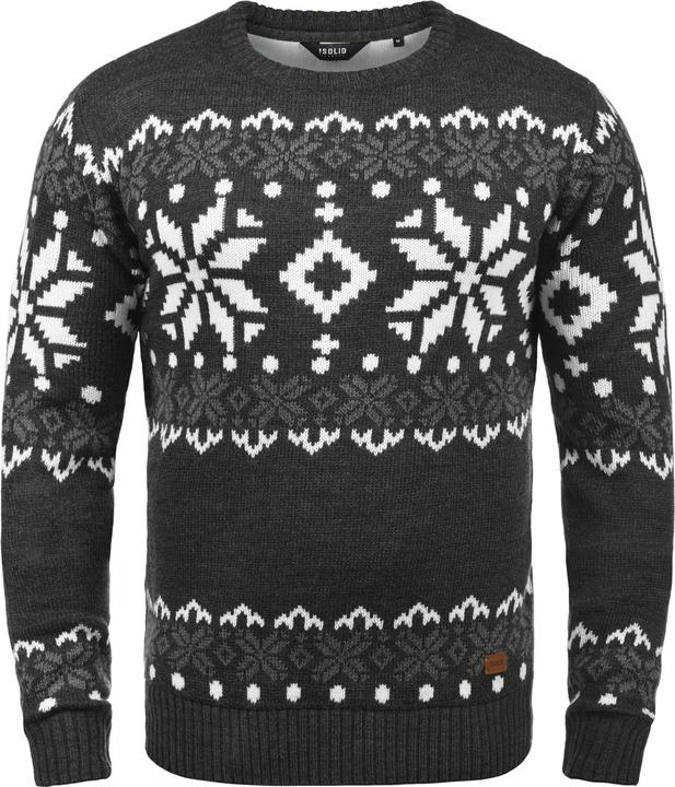 Image du produit Solid Norwig Pull En Grosse Maille Pull-Over Tricot Pour Homme Avec Encolure Rond (L)