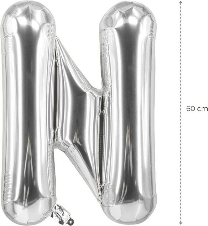 Produktbild Hermex Buchstabenballon N Silbrig Geburtstagsparty Ballon Folienballon 60cm (1 x)