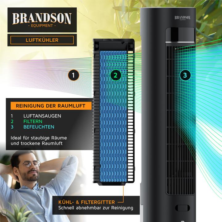 Produktbild Brandson Mobiler Luftkühler, Verdunstungskühler, Timer, Lüfter, Klimaanlage, 55W Wasserkühlung Turmventilator