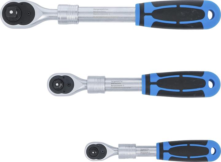Image du produit BGS Jeu de cliquets réversibles | extensible | Sortie carré extérieur 6,3 mm (1/4") - 10 mm (3/8") - (3/8", 1/4", 1/2")