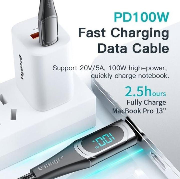 Produktbild Essager USB C — USB C (2 m, USB 3.2 Gen 1, 100 W)