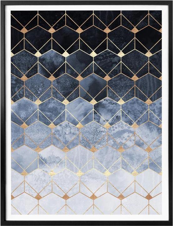 Image du produit Trenddeko Hexagones : bleu et or (30 x 40 cm)