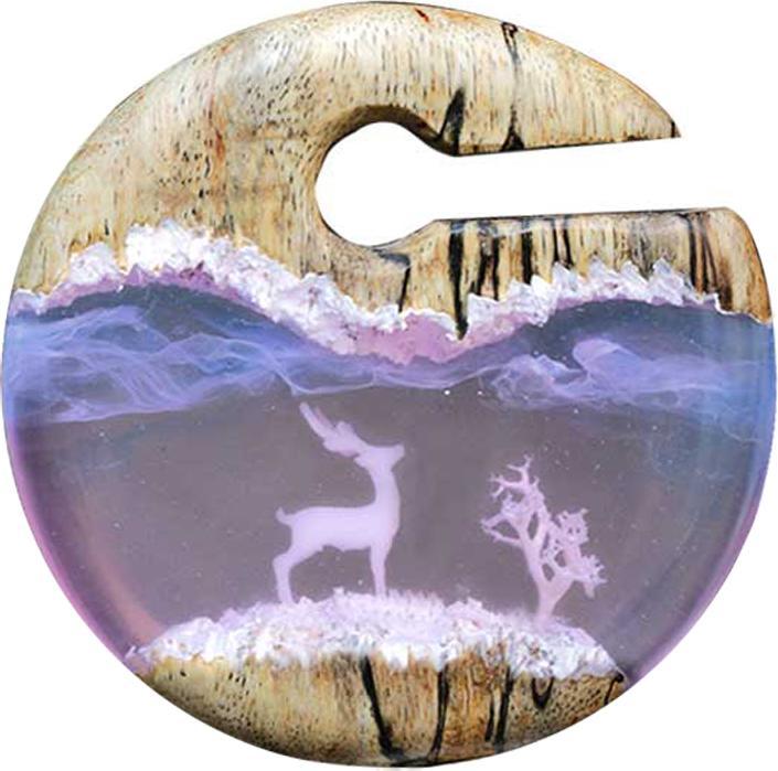 Star Piercing Ohrgewicht Hirsch im Schnee Epoxy lavendel aus Tamarind Holz (ohne Messing, Organisch)