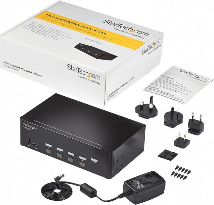 Actual product image StarTech KVM Switch HDMI 4 Port - 4K 30 Hz - KVM Extender for HDMI - KVM HDMI Switcher