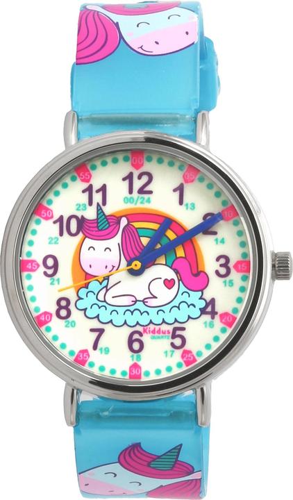 Immagine prodotto Kiddus Insegnante del tempo Unicorno felice (Orologio da polso analogico, 33 mm)