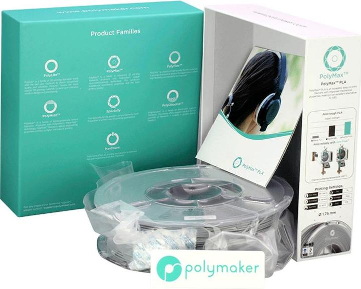 Image du produit Polymaker PA06013 PolyMAX Tough Filament Tough PLA haute rigidité, haute résistance à la traction (Bien que le PLA, 2.85 mm, 750 g, Gris)