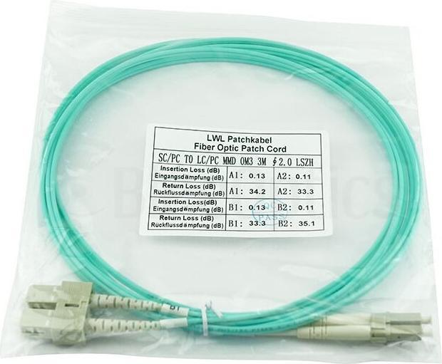 Produktbild BlueOptics Corning 055702T512000010M kompatibles LC-SC Multimode OM3 Patchkabel 10 Meter (UTP, CAT7, 10 m)