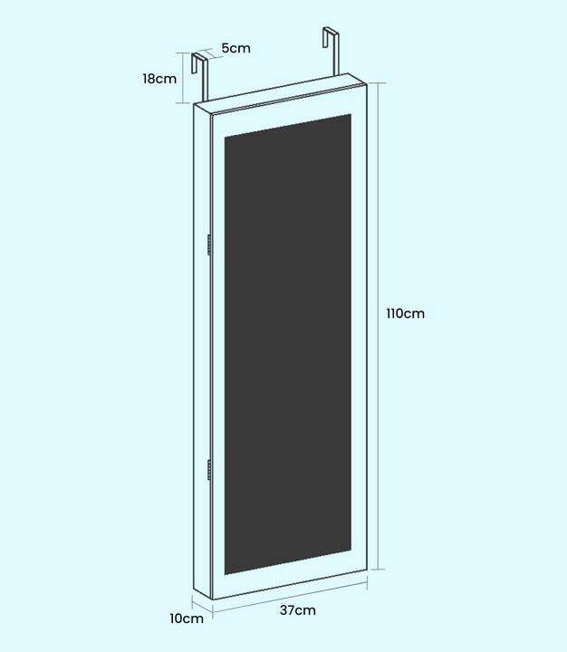 Immagine prodotto Songmics Armadio per gioielli bianco senza ripiani con illuminazione