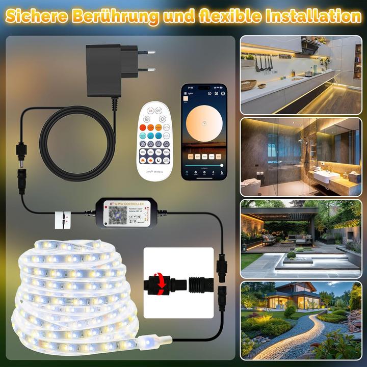 Immagine prodotto Lumina Swiss 30m Set SmartLED Weiss Outdoor IP67 (Bianco freddo, Bianco neutro, Bianco caldo, 3000 cm, Esterno)