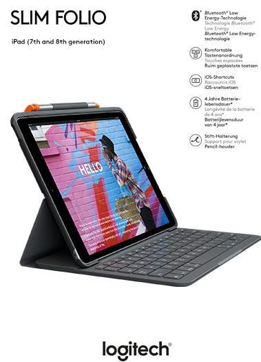 Actual product image Logitech slim folio (DE, iPad 2019 (7th gene), iPad 2020 (8. Gen), iPad 2021 (9th Gen))