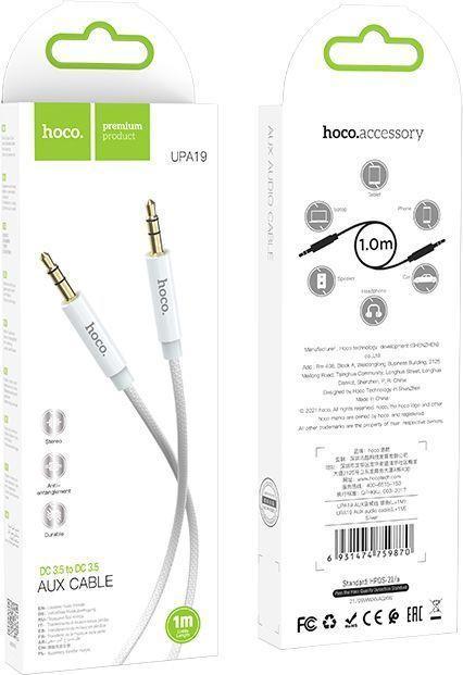 Produktbild Hoco 1M Dual 3.5mm AUX Audio Kabel Silber (1 m, 3.5mm Klinke (AUX))