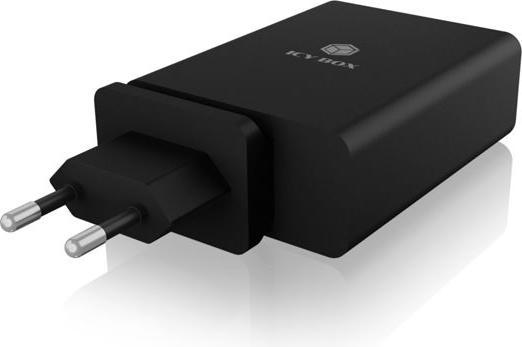 Produktbild Icy Box USB Power Delivery Netzteil, 100 Watt, 2x Type-C®, 2x Type-A, EU, UK, US Stecker (100 W)