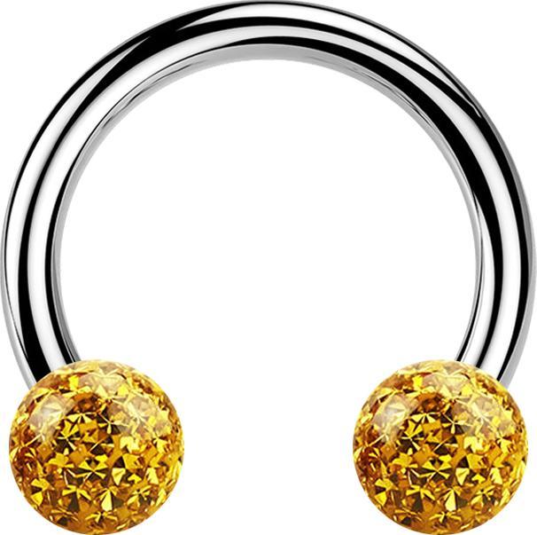 Star Piercing Micro Circular Barbell silber mit zwei Kristall Kugeln topaz Epoxy Schutzschicht (ohne Messing, Titan G23)
