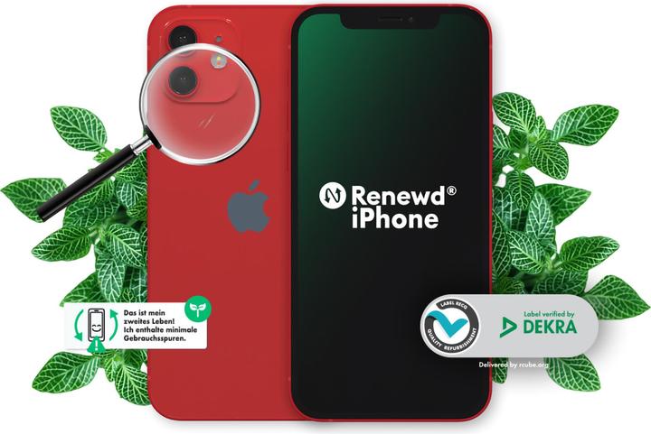 Actual product image Renewd iPhone 12 (64 GB, Red, 6.10", 12 Mpx, Dual SIM, A / Like new)