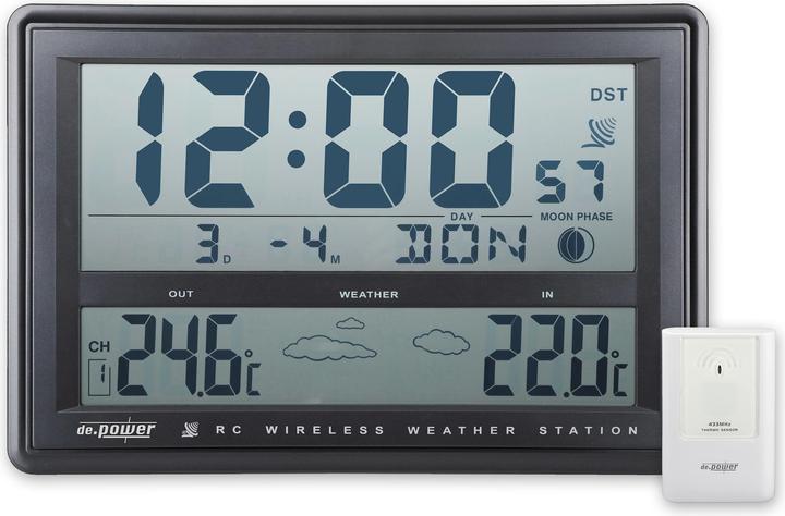 Produktbild De.Power Funkgesteuerte Wand Wetterstation/Uhr