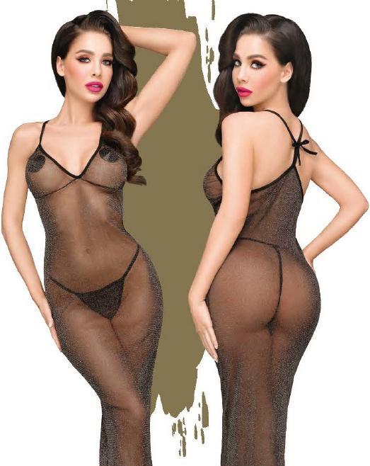 Penthouse Lingerie Love on fire - Sheer shimmer dress with thong, 2 pieces - bl