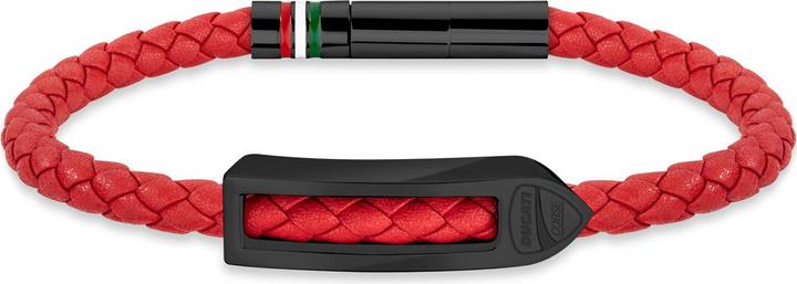Ducati Punta Armband (22 cm, Leder, Edelstahl)