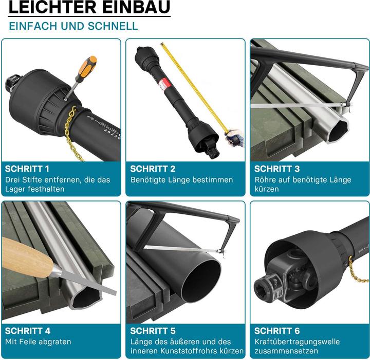 Produktbild Wiltec Zapfwelle T2 Gelenkwelle 740-960mm 270Nm 540U/min PTO-Shaft 23kW 2x 1 3/8" Z6 (Traktorzubehör)