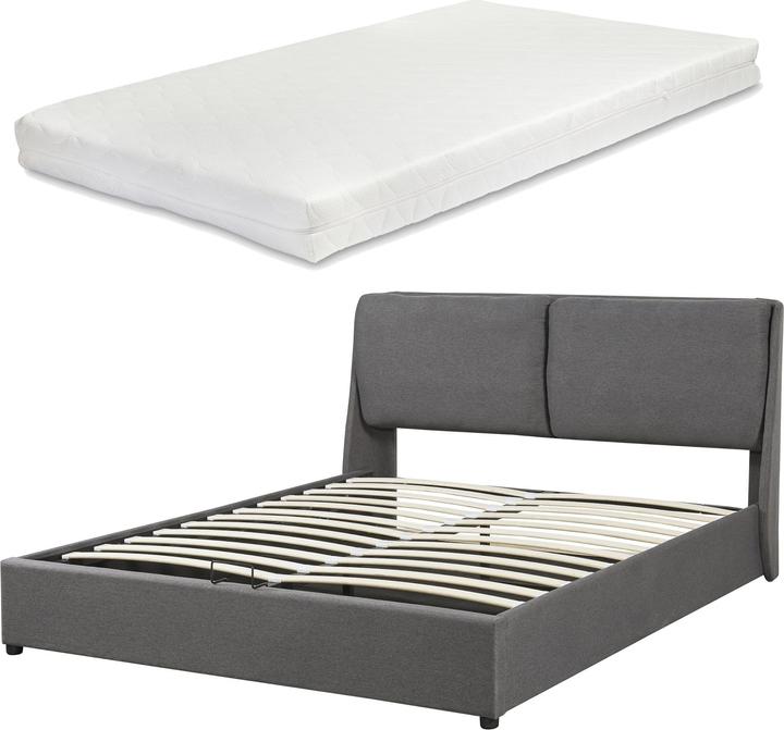 Produktbild En.Casa Polsterbett Lunner mit Matratze 160x200 cm Dunkelgrau (160 x 200 cm)