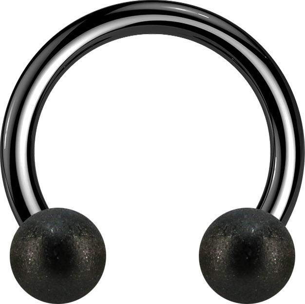 Star Piercing Circular Barbell schwarz mit zwei Kugeln gesprenkelt (ohne Messing, Chirurgenstahl 316L)