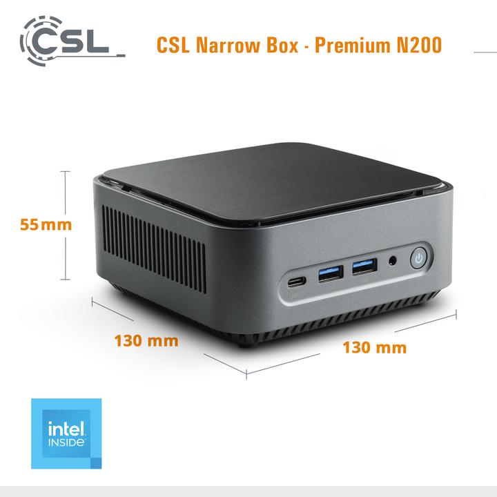 Produktbild CSL Mini PC Narrow Box (Intel N200, 16 GB, 1000 GB, Intel UHD Graphics)