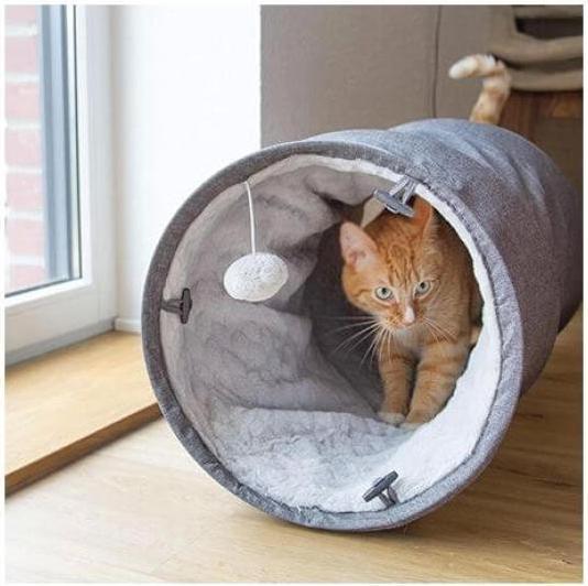 Produktbild CanadianCat Katzentunnel mit Kuschelfell grau (Katzentunnel)