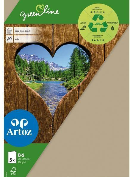 Produktbild Artoz Blankokarte Green Line B6, 5 Stück, Hellbraun (5 Stk.)