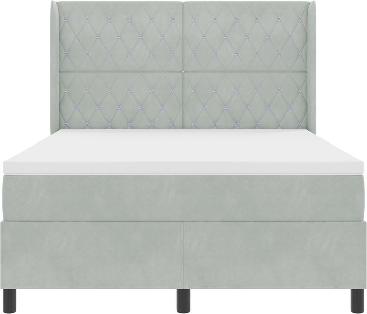 Produktbild VidaXL Boxspringbett Mit Matratze & Led Samt Hellgrau (140 x 190 cm)