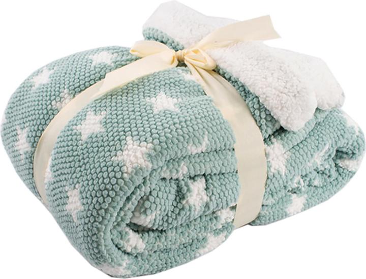 Produktbild Inda-Exclusiv Sherpadecke Sofadecke Kuscheldecke Wolldecke 150x200cm Sterne (150 x 200 cm)