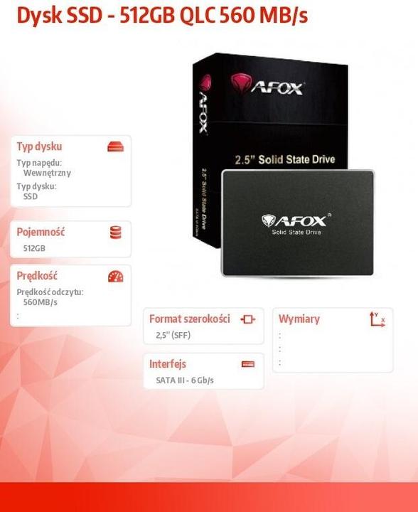 Produktbild AFOX SSD 512GB QLC 560 MBS (512 GB, 2.5")