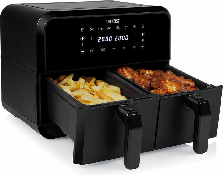 Productafbeelding Princess 182068 Airfryer met dubbele mand - Dubbele heteluchtfriteuse - 2 manden x 4 liter - Touchscreen