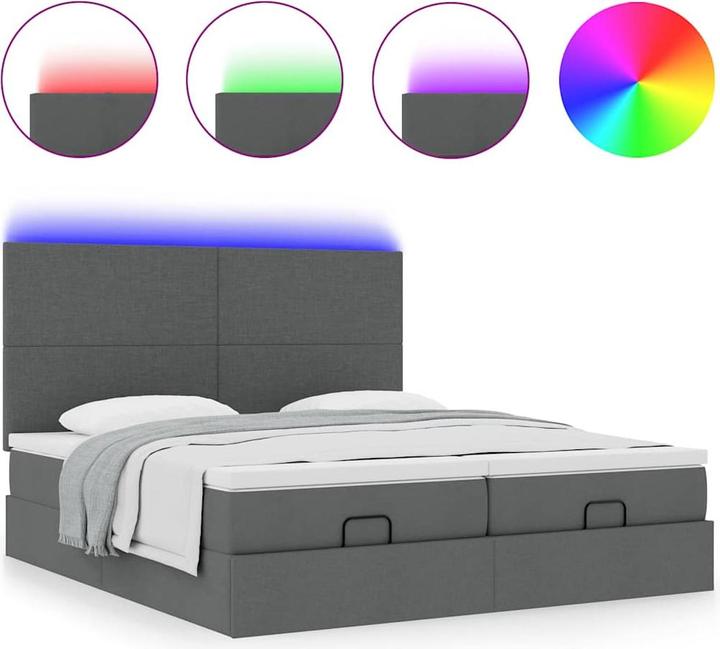 Actual product image VidaXL Ottoman bed with mattresses dark grey 200x200 cm fabric (200 x 200 cm)