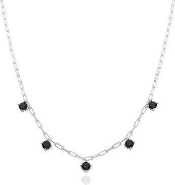 Agato - Silver necklace with black zircons AGT-N020BK