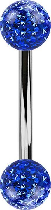 Actual product image Star Piercing Banane silber mit zwei Kristallkugeln dunkelblau Epoxy Schutzschicht (without brass, Titanium G23)