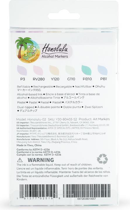 Actual product image Ohuhu Honolulu art markers (6 pcs.) - pastel colours (Pastel shades, 6 x)