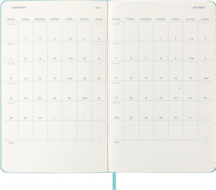 Actual product image Moleskine WONK 2026 LG HC Aquamarine (13 x 21 cm, English)