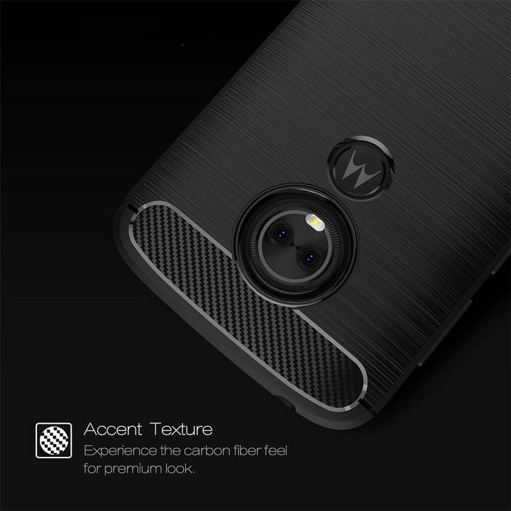 Produktbild König Design Hülle Handy Schutz für Motorola Moto E5 Play Case Cover Bumper Carbon Optik Blau (Motorola Moto E5 Play)