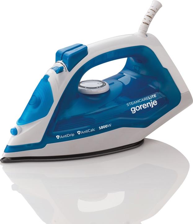 Actual product image Gorenje SIH1800BLT Steam Iron, 1800 W, Water tank capacity 250 ml, Continuous steam 25 g/min, Blue/White (1800 W, 80 g/min)