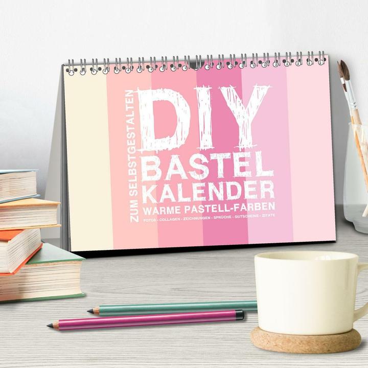Immagine prodotto DIY Bastel-Kalender -Warme Pastell Farben- Zum Selbstgestalten (Tischkalender 2025 DIN A5 quer), CAL (A5, Tedesco)