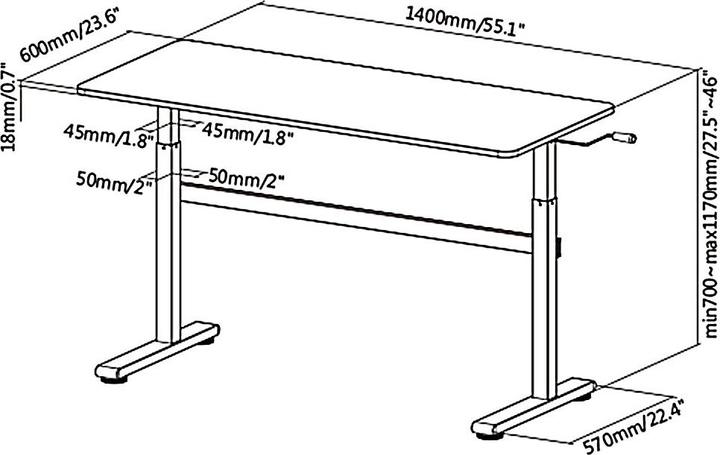 Actual product image Ergo Office Writing desk (140 x 60 cm)
