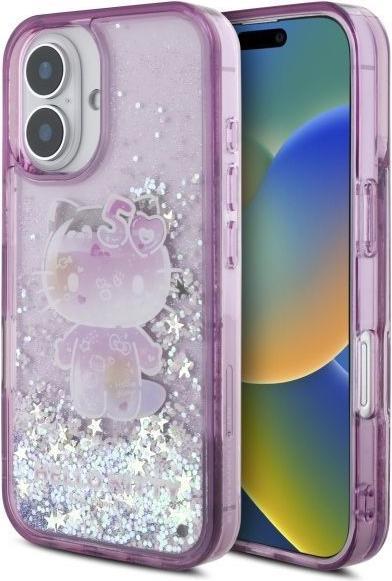 Immagine prodotto Hello Kitty HKHCP16SL50PPU Custodia rigida per iPhone 16 6.1" viola/viola Liquid Glitter 50TH Anniver (Apple iPhone 16)