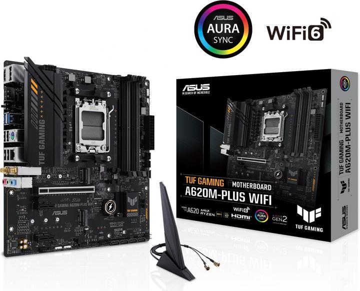 Actual product image ASUS TUF GAMING A620M-PLUS WIFI (AM5, AMD A620, mATX)