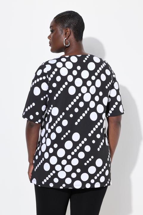 Produktbild Ulla Popken T-Shirt, Punkte, A-Linie, Rundhals, Halbarm, Pima Cotton (46, 48)