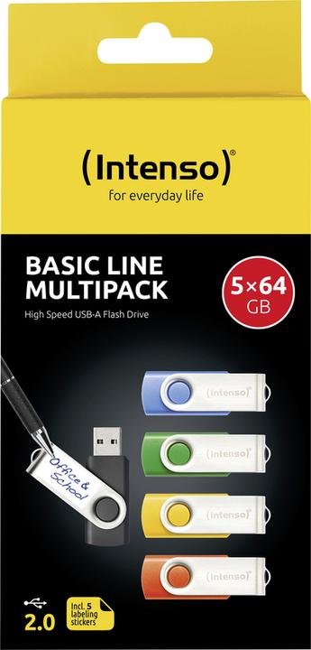 Actual product image Intenso MEMORY DRIVE FLASH USB2 5X64GB MULTIPACK 3503595 INTENSO (64 GB, USB-A)