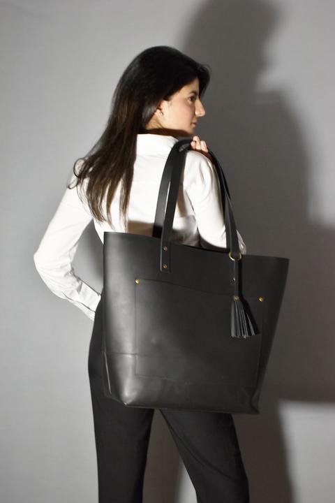 Immagine prodotto Only-Bags.Store Borsa tote in pelle, borsa in pelle nera con zip, borsa da lavoro, portafoglio in pelle