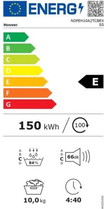 Energie-Label Hoover H-DRY 500 NDPEH10A2TCBEXSS (10 kg, Links, EU-Stecker)