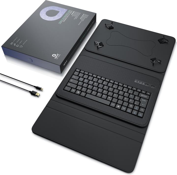Produktbild Aplic Bluetooth Tablet Tastatur, Keyboard mit Kunststoffcase für 9-12" Tablets, magnetische Befestigung (DE, 9" - 12" Tablets)