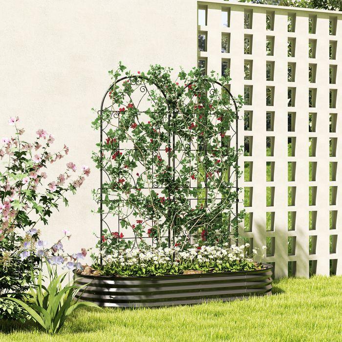 Produktbild Swisshandel24 Rankgitter Metall 2er Set zum Stecken rostfrei 50x150 cm Schwarz (20 cm, 50 cm)